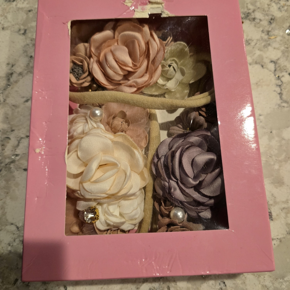 Baby Floral Hair Accessories Set in Pink Box